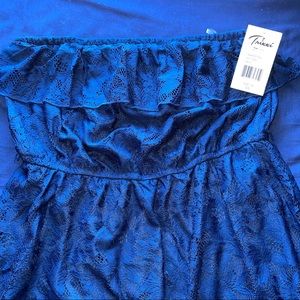 Strapless Navy Lace Dress
